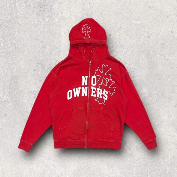 ★ Chrome Hearts (Style) No Owners OG Graphic Print Red Full-Zip Hoodie ★ - Picture 6 of 6